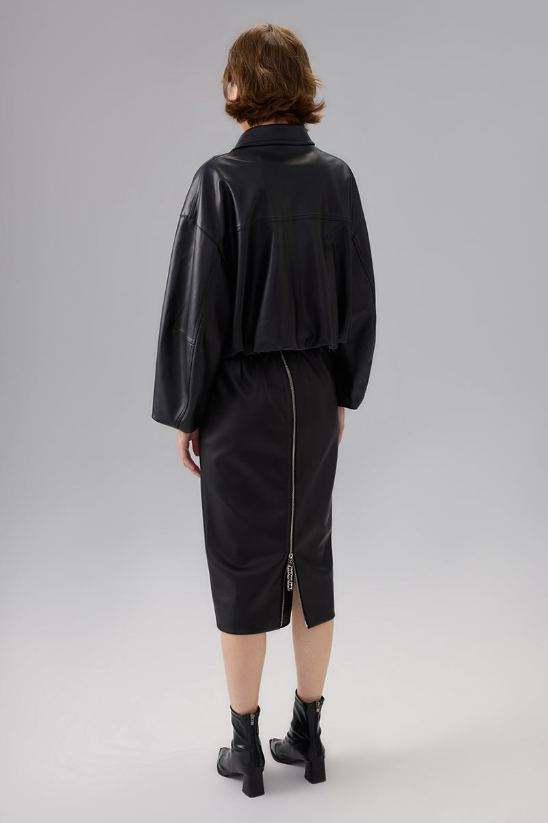 FAUX LEATHER JACKET WITH COLLAR