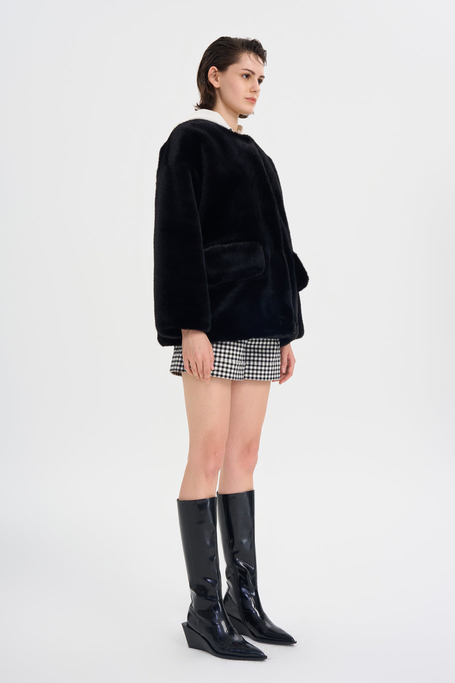 BOX FAUX FUR COAT