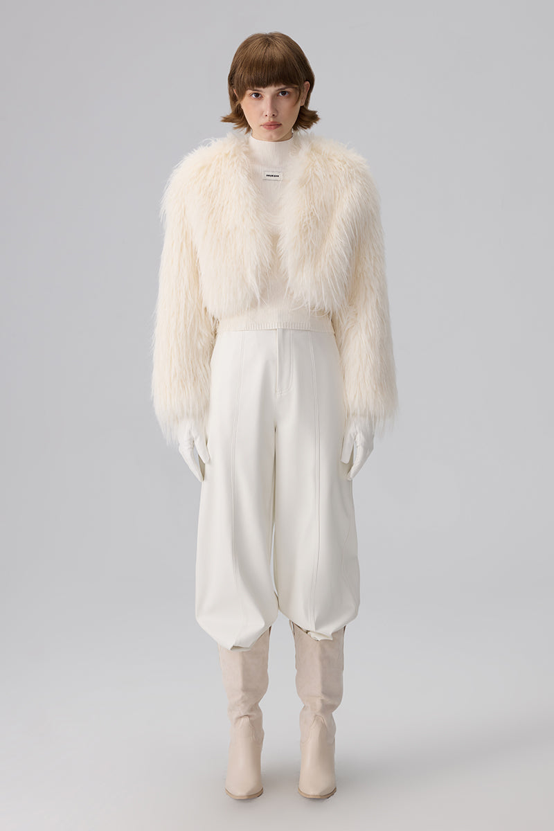 CROPPED FAUX FUR JACKET