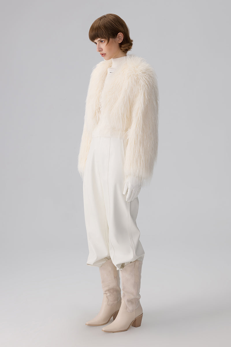 CROPPED FAUX FUR JACKET