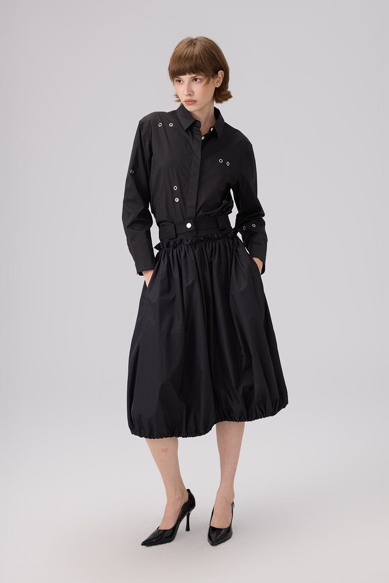 RE-NYLON MIDI-SKIRT