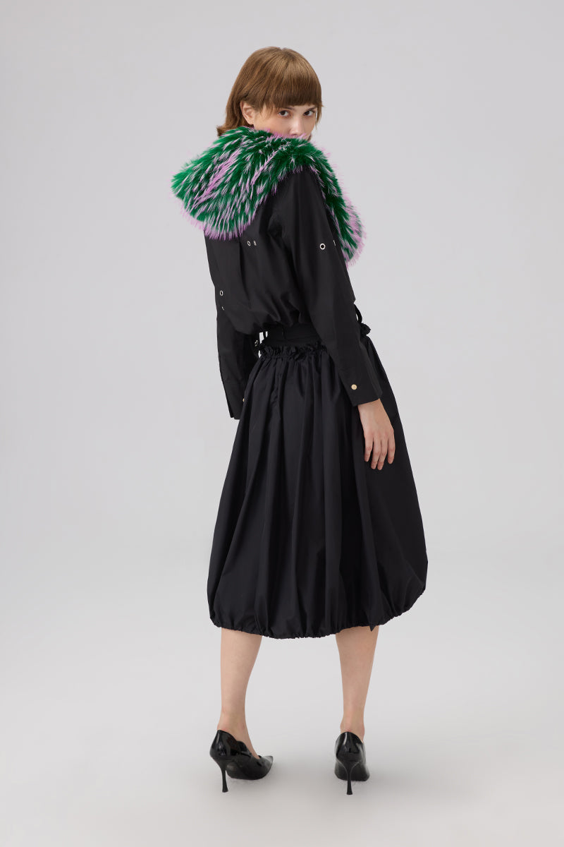 RE-NYLON MIDI-SKIRT